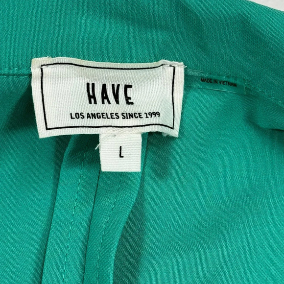 Have Oversized Blazer Open Front Dress Jacket Womens Size Large Teal Pockets - Picture 3 of 11